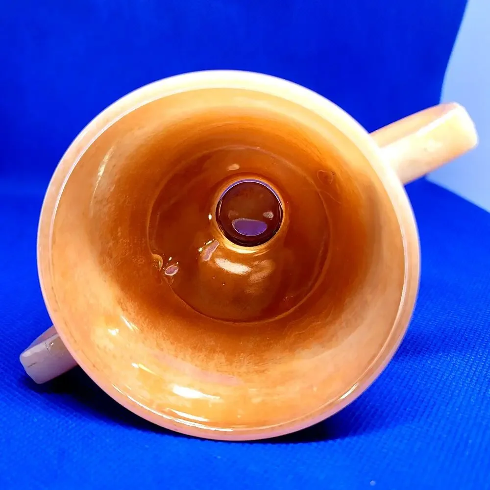 VNTG Fire King Laurel Leaf Footed Open Sugar Bowl Peach Luster Anchor Hocking
